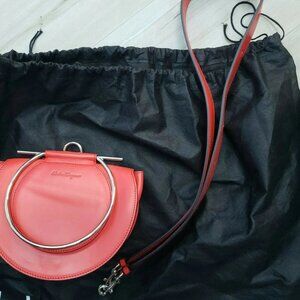 Salvatore Ferragamo  New Daphne Coral Handbag Red Leather Cross Body Bag $1650